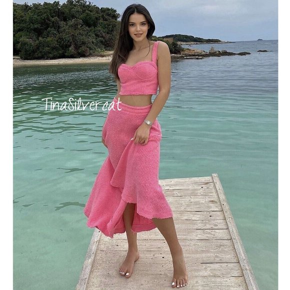 BLOGGER'S FAVE! Zara 2 Piece Set A-Line Skirt And Bustier Pink NWT - Picture 15 of 17